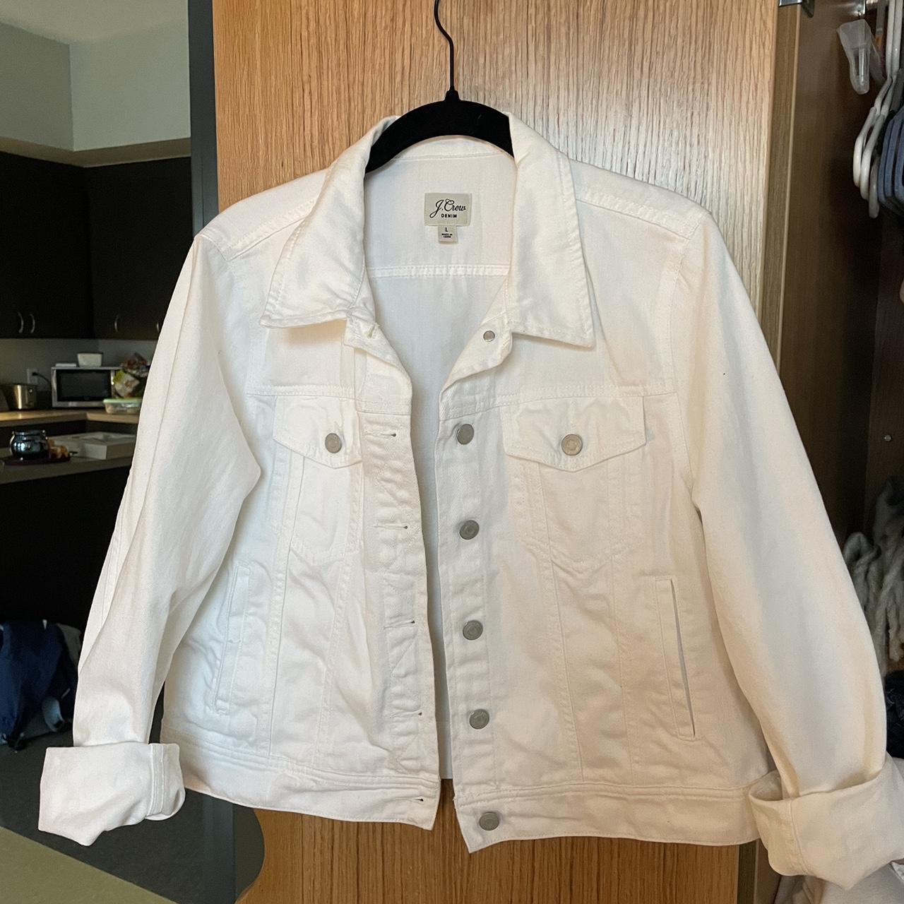 super cute white denim jacket from j crew!! perfect... - Depop
