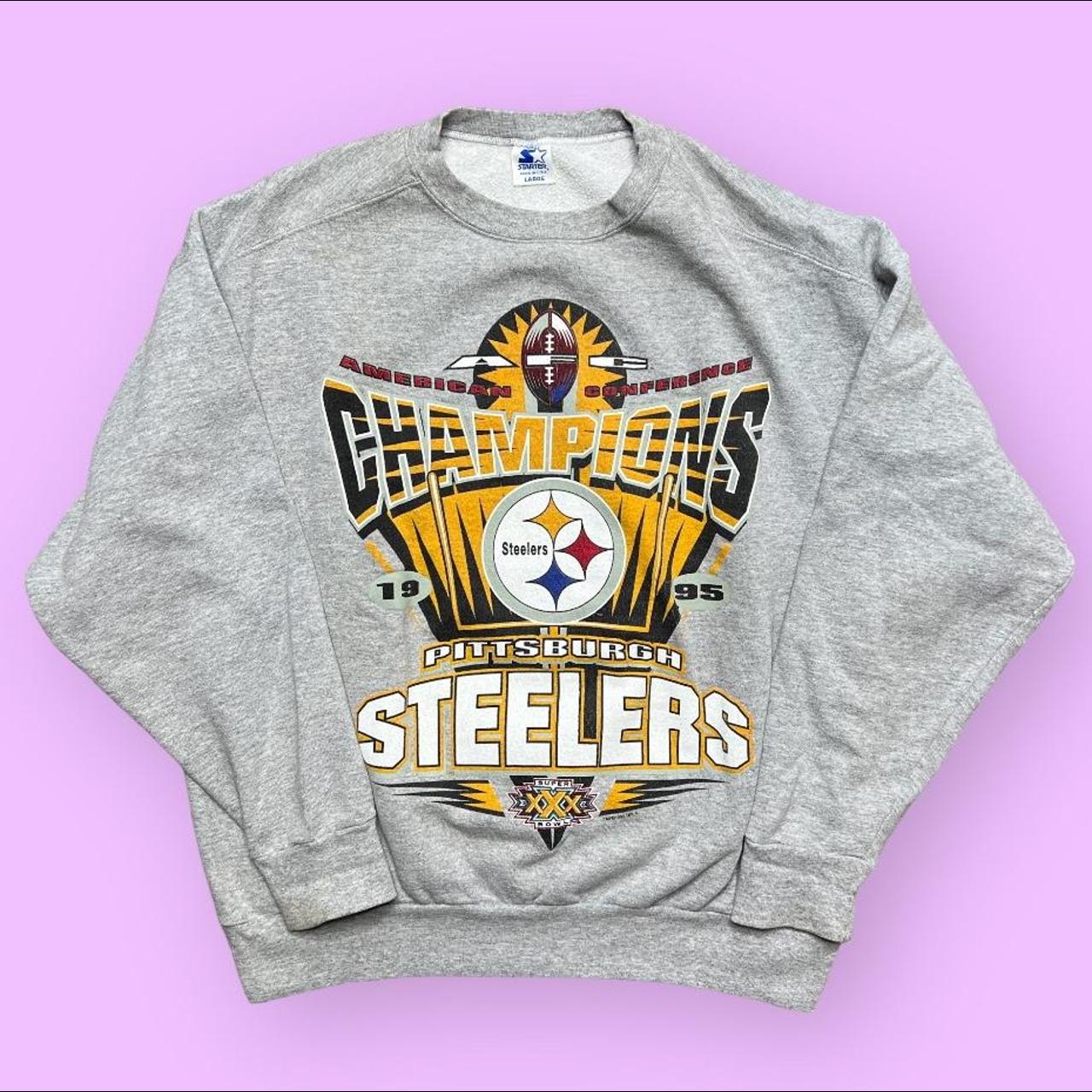 Vintage 90s Steelers Crewneck Sweatshirt Super Bowl - Depop