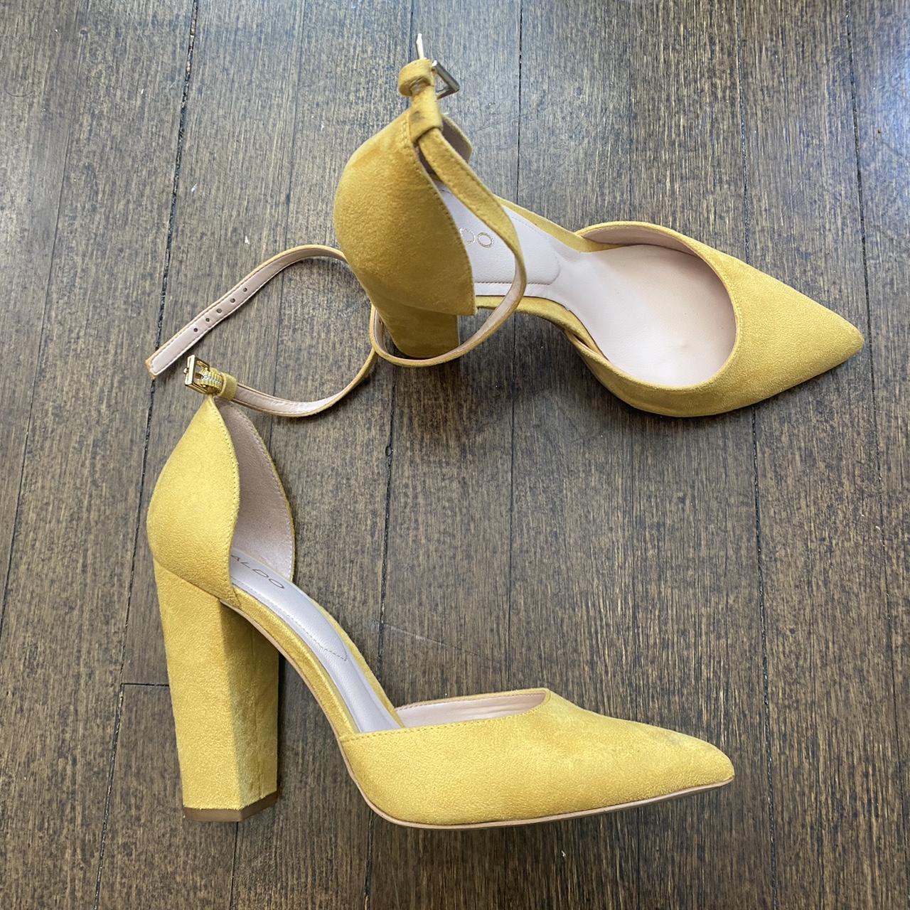 Aldo Yellow heels. Used but only noticeable on the. Depop