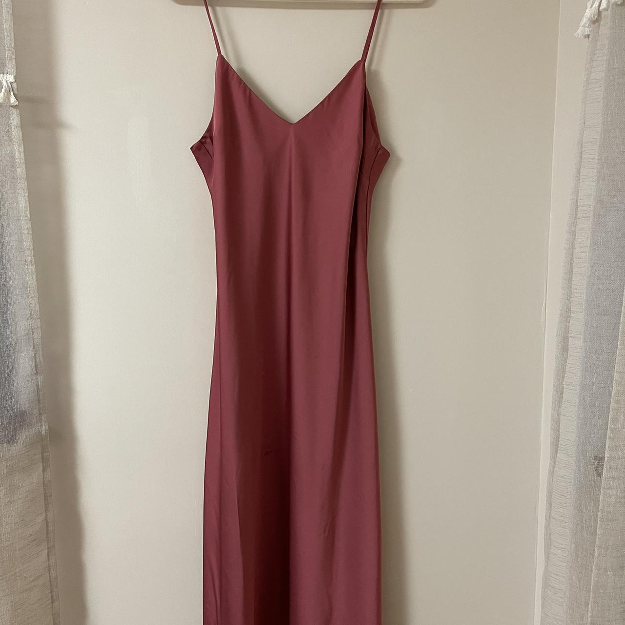 mauve/pink satin slip dress 💐 only worn once, size... - Depop