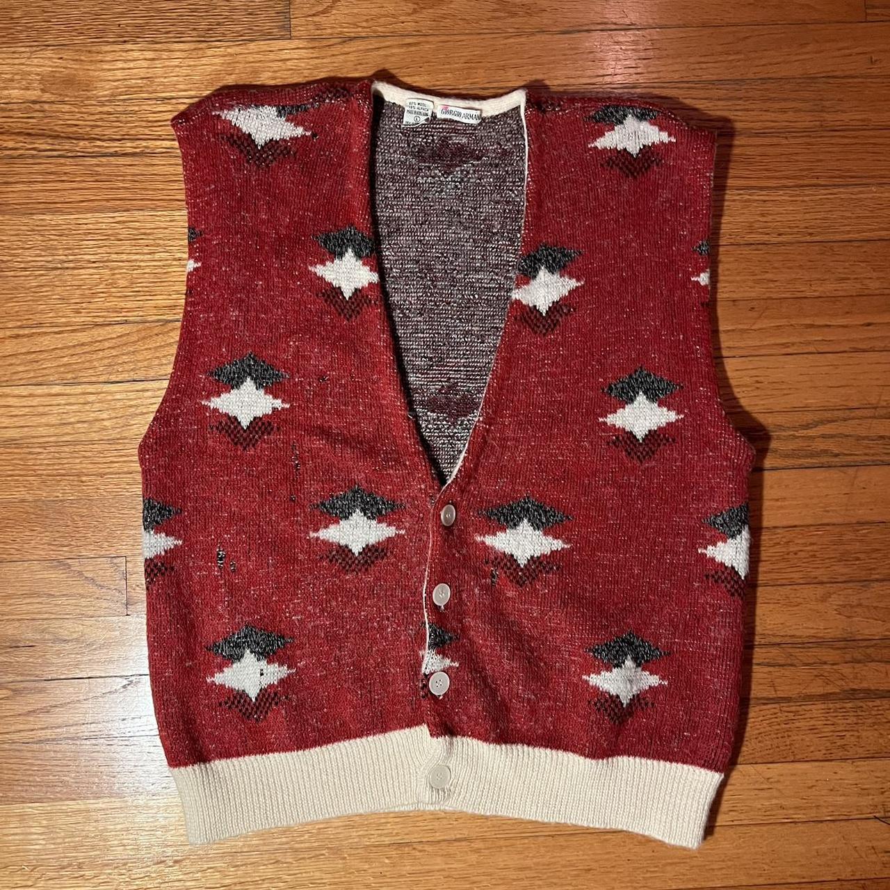 giorgio armani grandpa sweater vest cozy western Depop