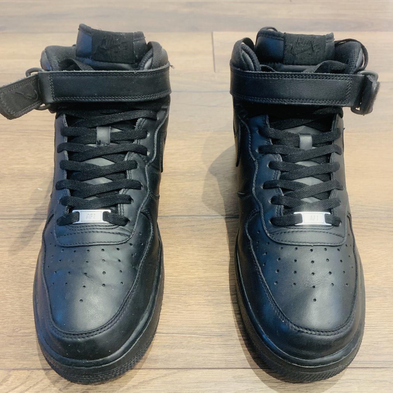 Nike Air Force 1 Hightop Black Leather Trainers... - Depop