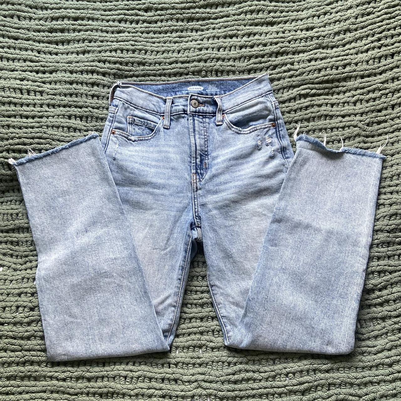 old navy extra high rise light wash jeans size: 0... - Depop