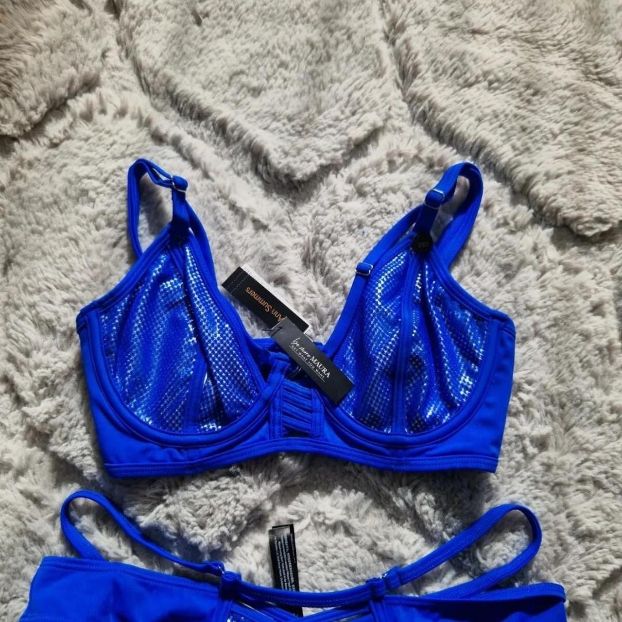Ann Summers Women's Blue and Silver Bikinisandtankinisets Depop