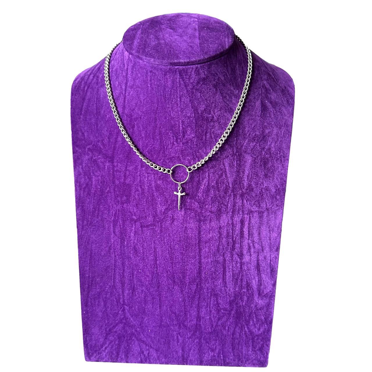 Small Silver Dagger Pendant Emo Necklace Chain O... Depop