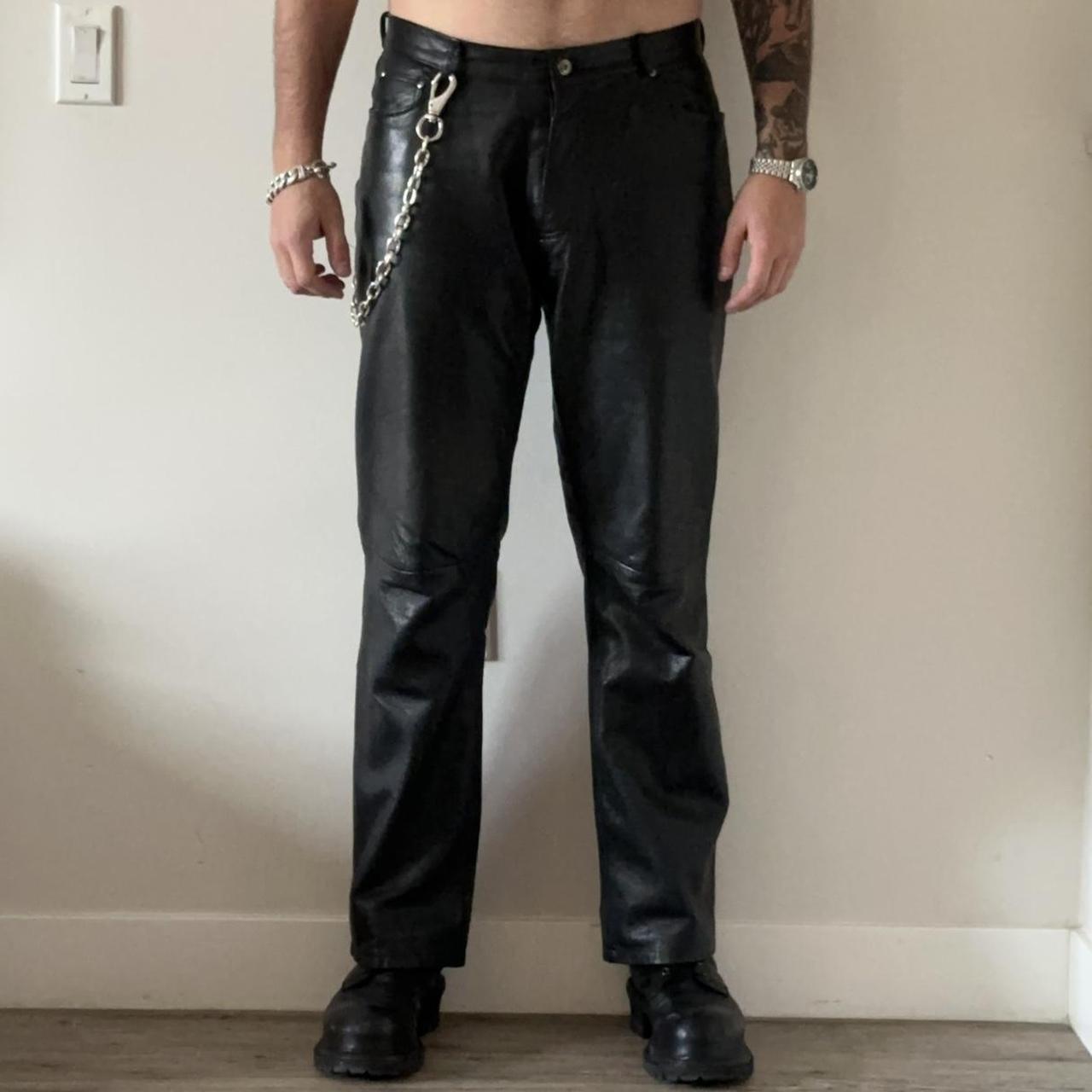 bootcut leather trousers