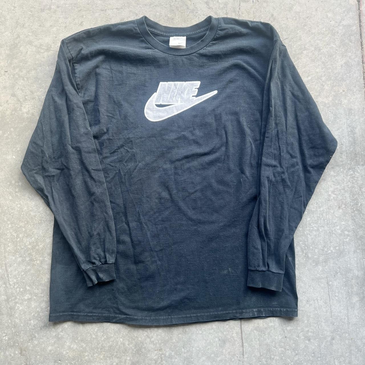 Vintage Nike Center Swoosh Logo Long Sleeve... - Depop