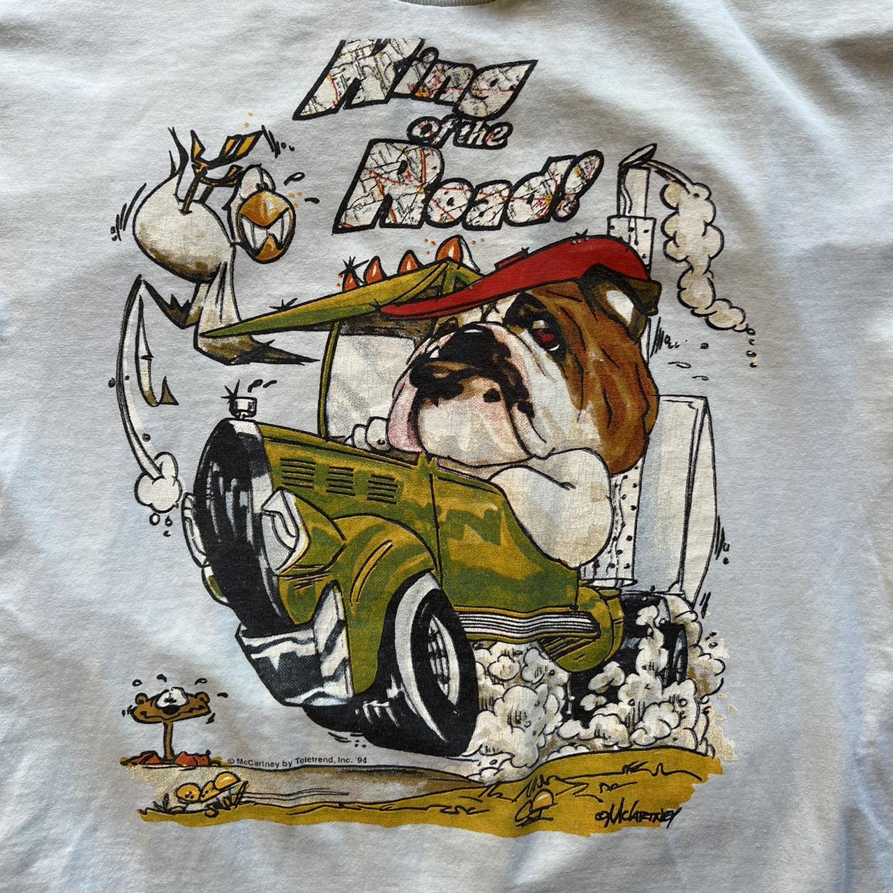 Vintage King of the Road Dog Car Racing Bulldog Tee.... Depop