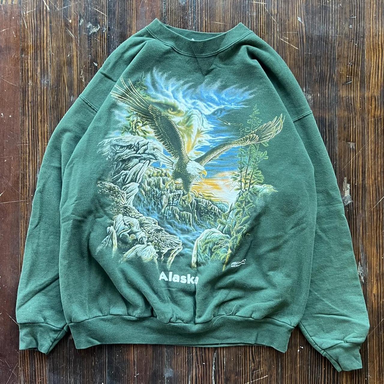 Vintage Alaska Eagle Nature Animal Crewneck Eagle... - Depop