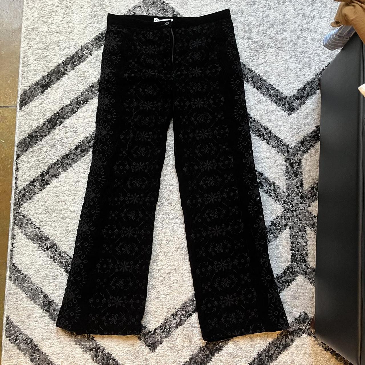 ZARA's Wideleg Velvet Tie Dye Pants in small size - Depop