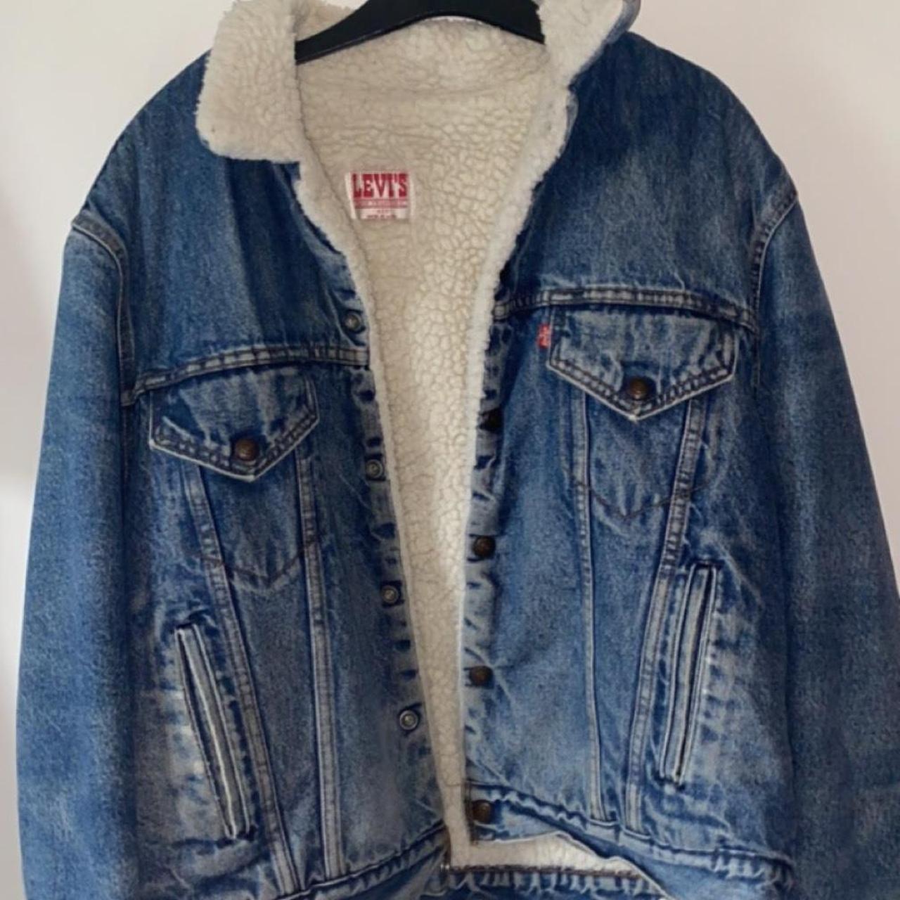 VINTAGE LEVIS DENIM JACKET Unisex Wool-lined perfect... - Depop