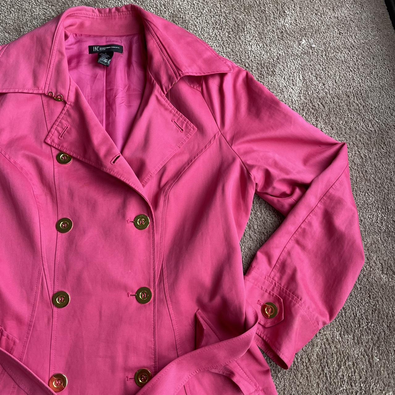 INC Pink tie trench coat with gold buttons In