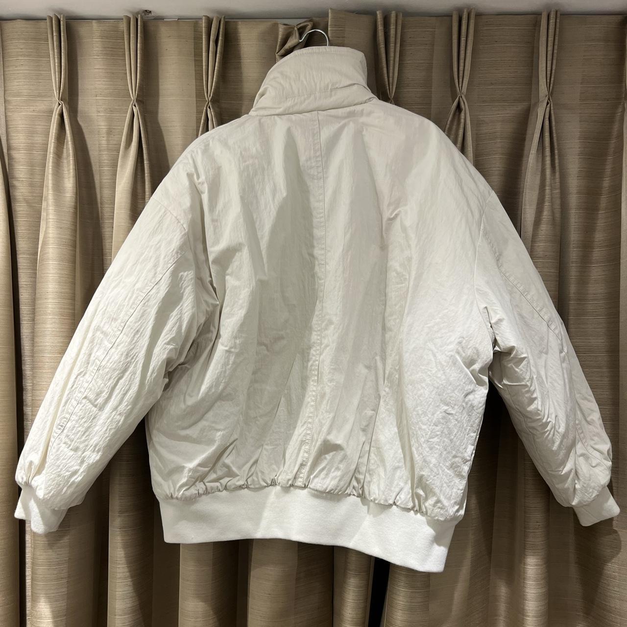 Cream padded bomber jacket - Depop