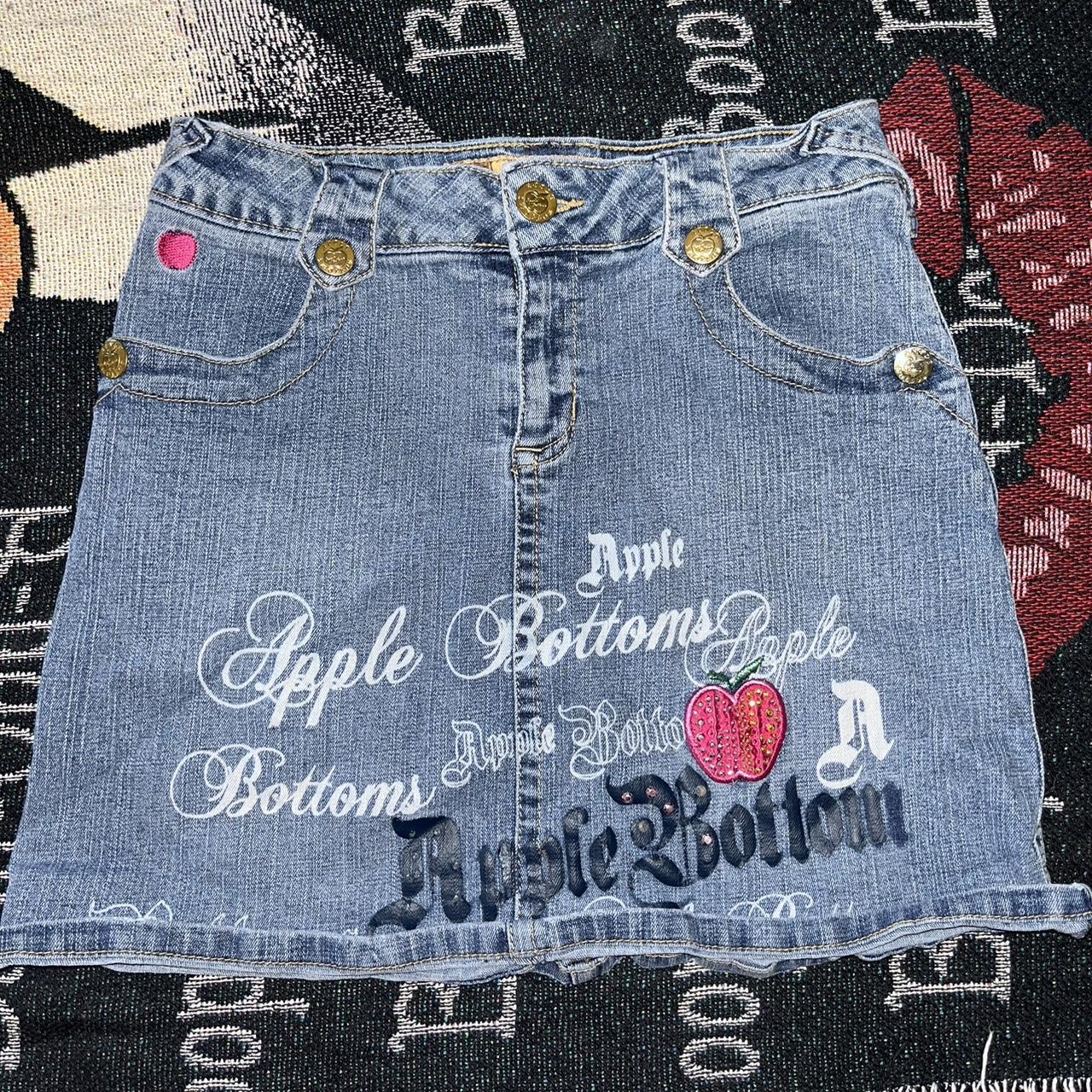 Vintage Apple bottom jean printed and bejeweled mini...