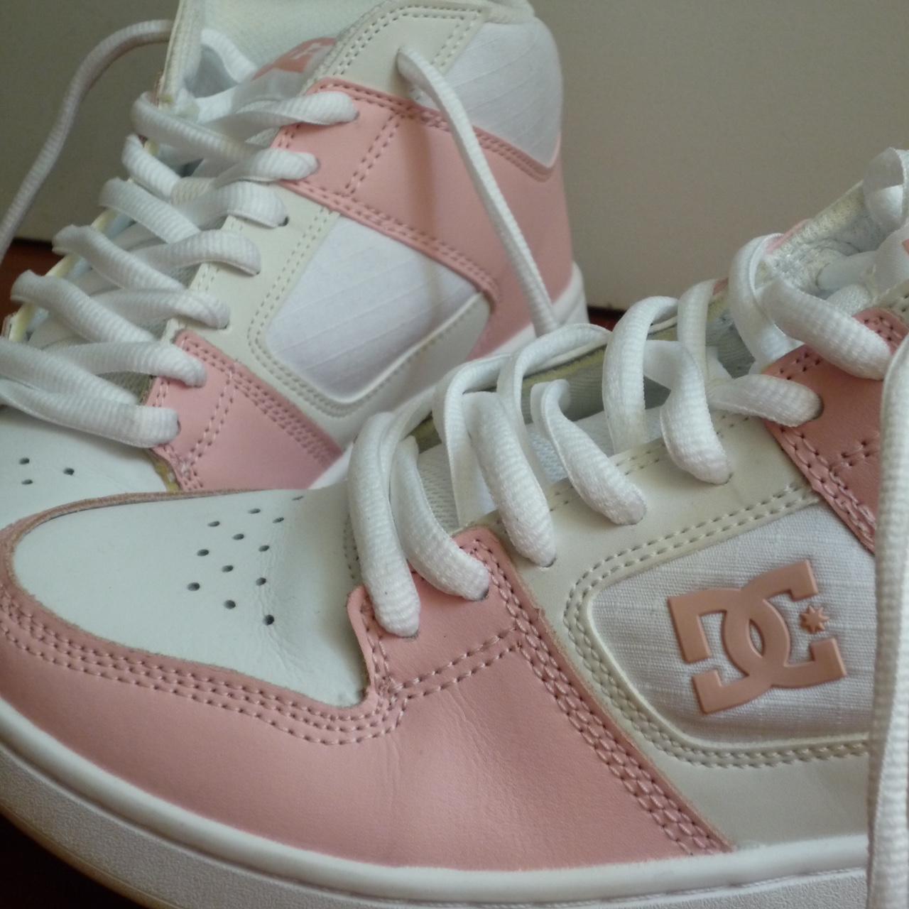 pink and white dc shoes