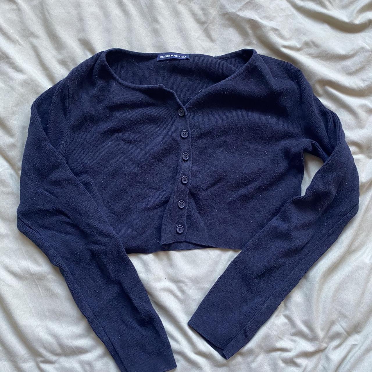 Black Brandy Melville Black Button Cropped Sweater. - Depop