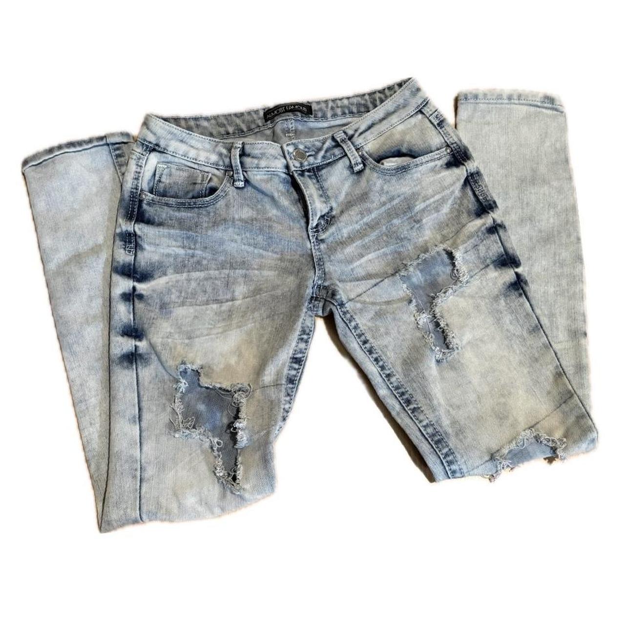 Distressed jeans with acid wash Marked size is Depop
