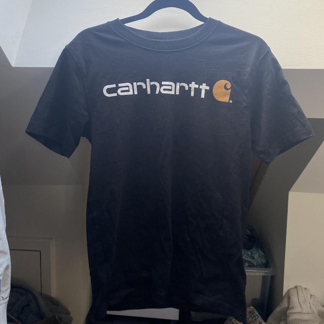 Carhartt black logo T-shirt. Size xs. Would fit... - Depop