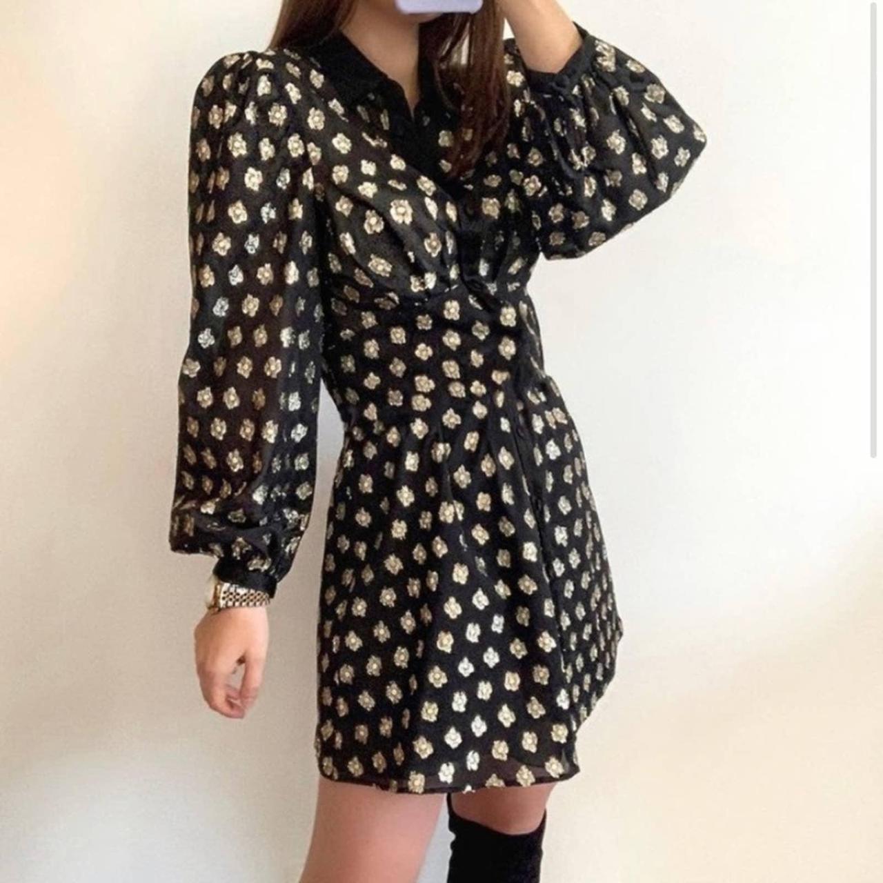 Zara black gold store dress