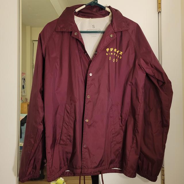 Kinfold Detsu Boys Coach Jacket in Maroon. Featuring... - Depop