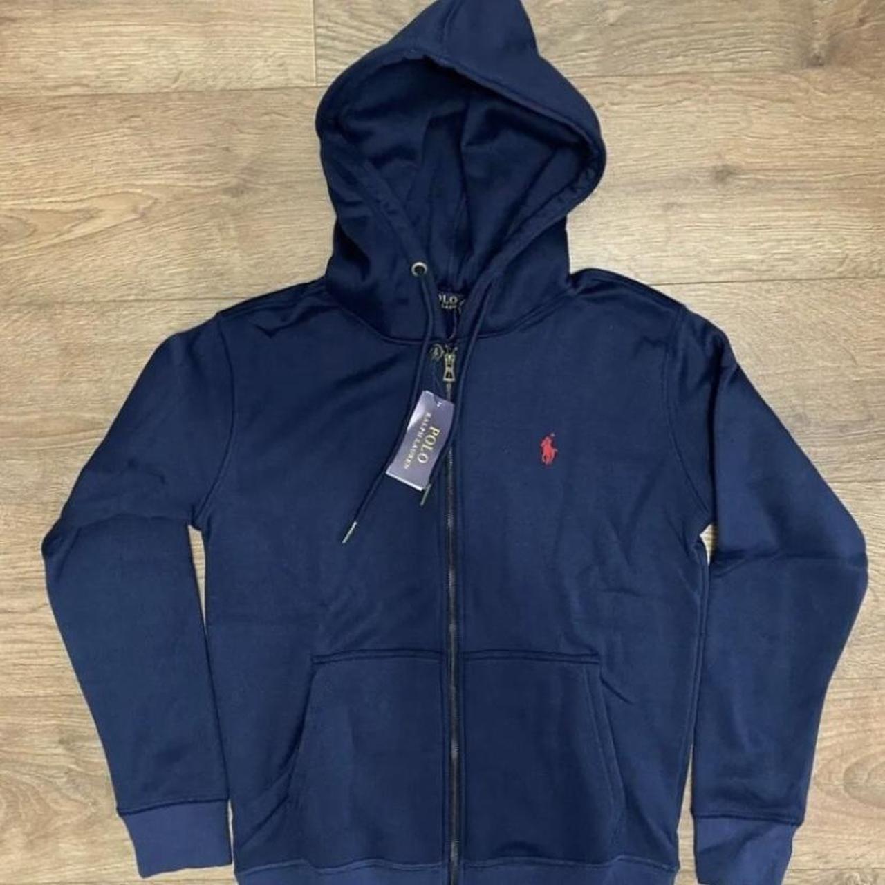 Navy Ralph Lauren zip up trackie hoodie Medium and... - Depop