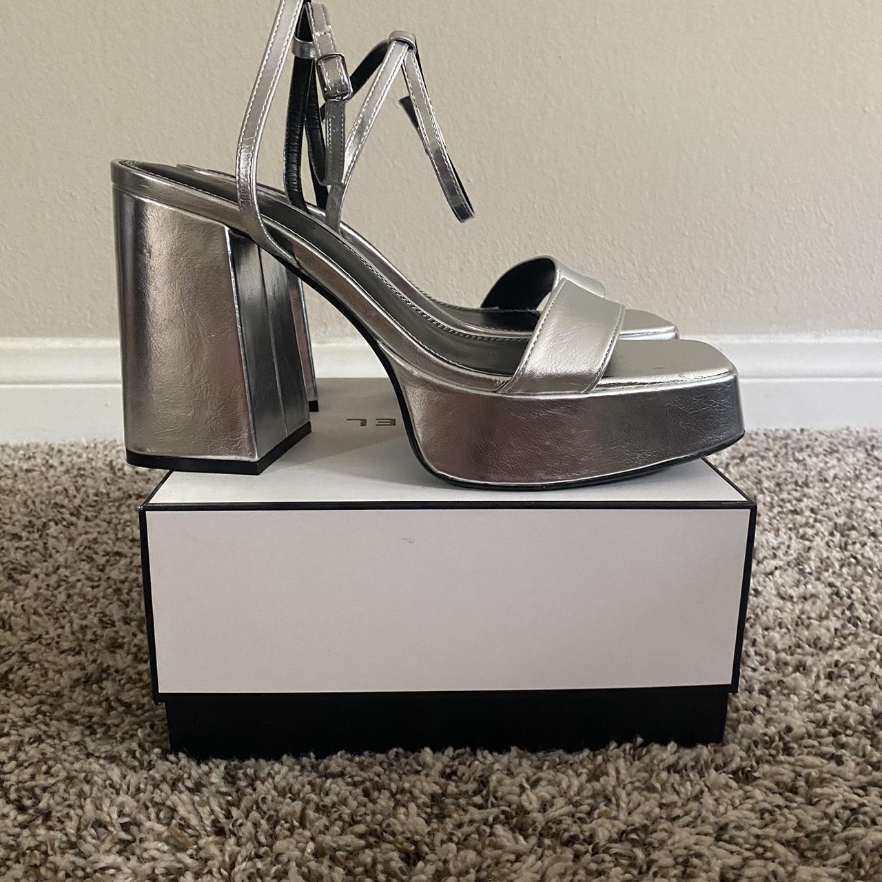 asos silver block heels
