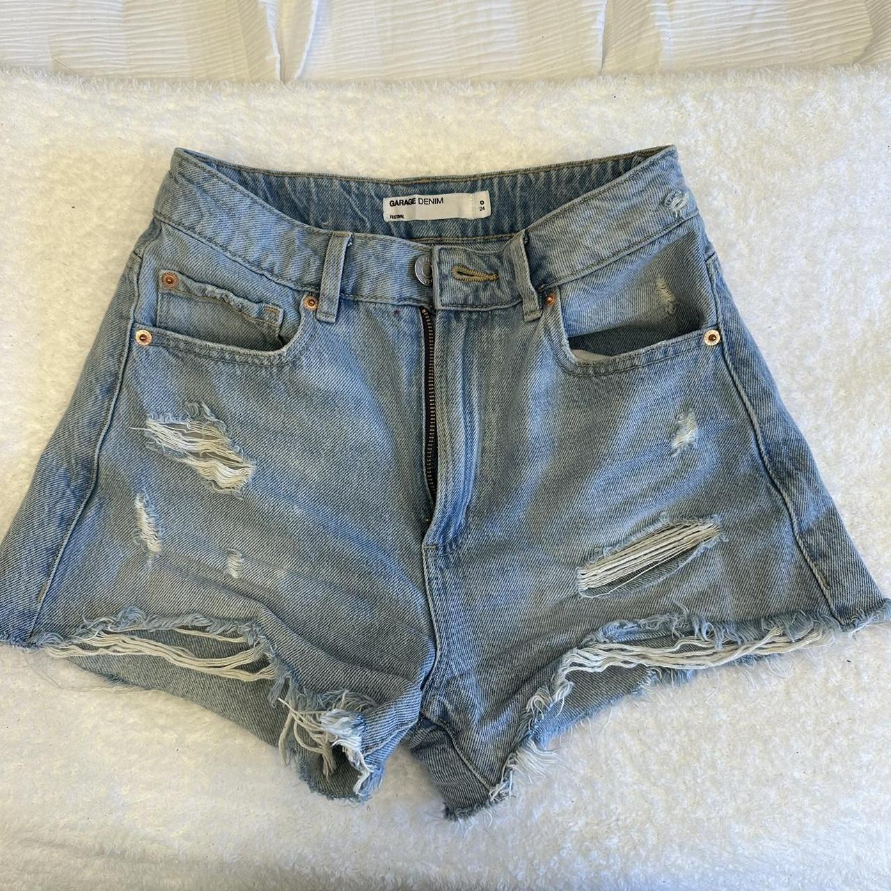 Denim Shorts from Garage. Size 24 waist - Depop