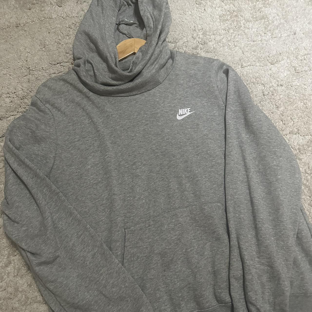 Grey Nike Hoodie -thinner material -cowl neck... - Depop