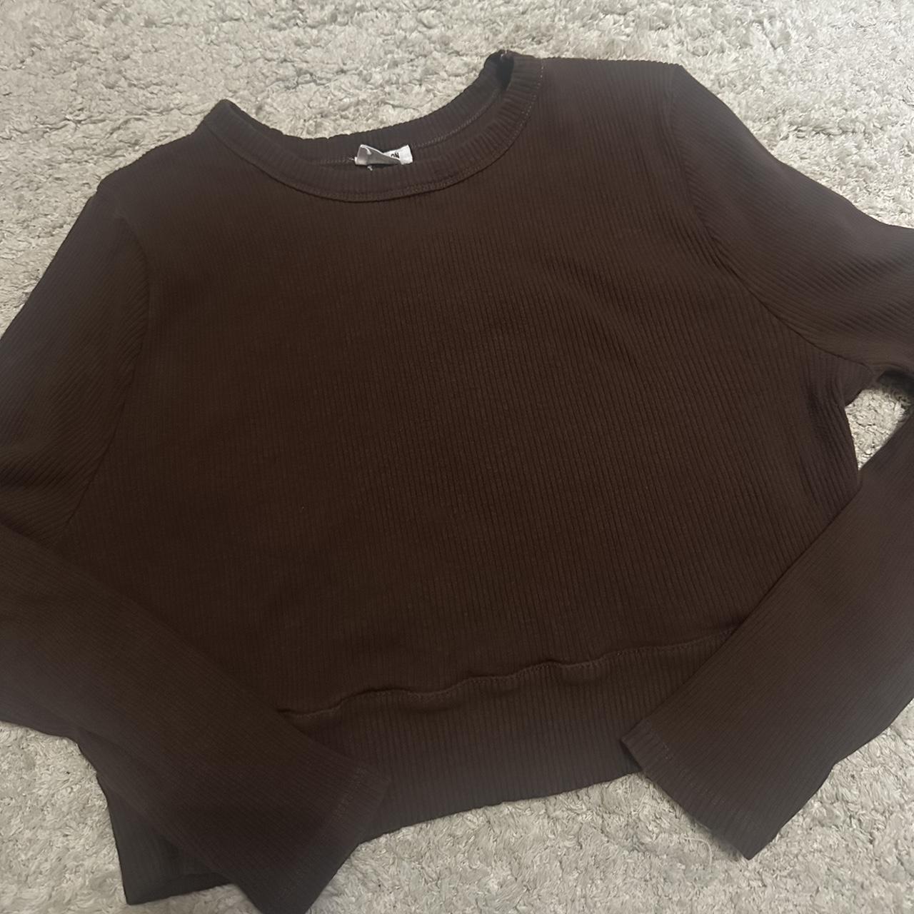 Brown Cropped Long Sleeve -brand: cotton on -size: xl - Depop