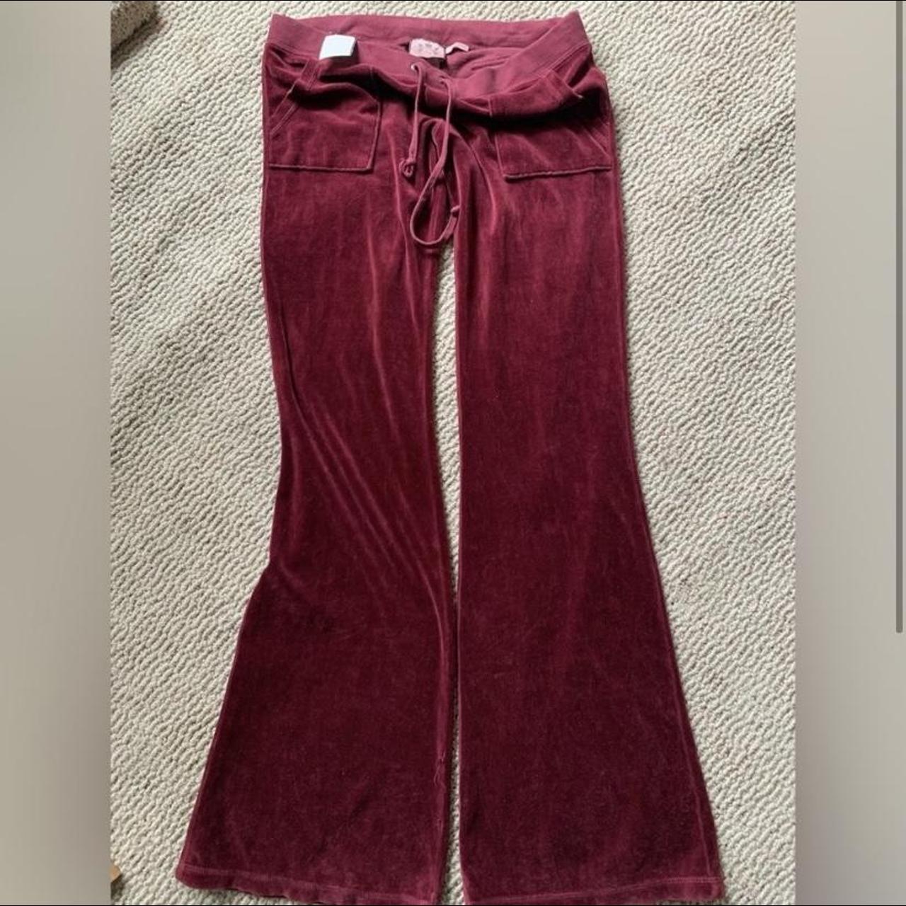 Juicy Couture Women's Red and Burgundy Trousers | Depop