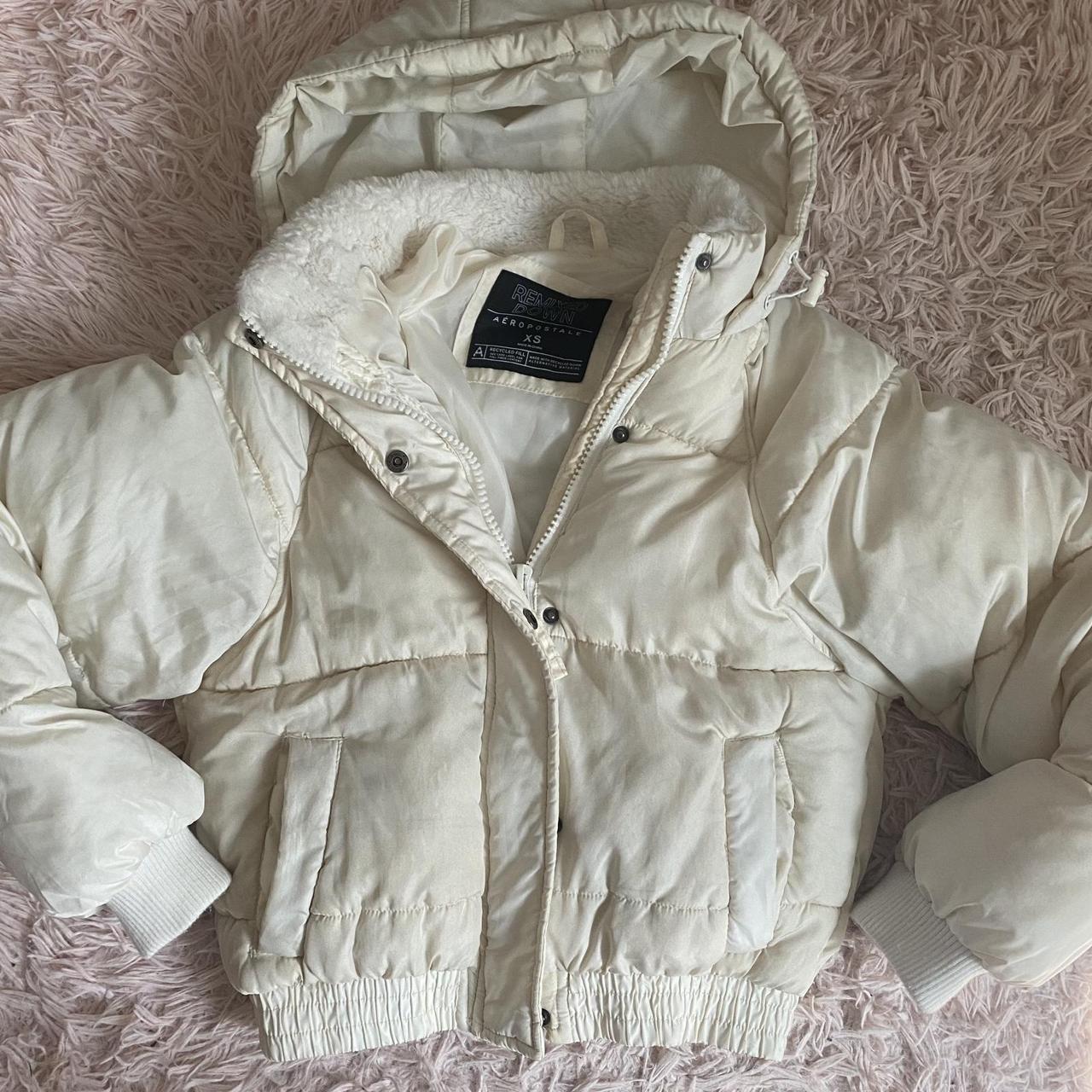 Aeropostale Women's Cream and White Jacket | Depop