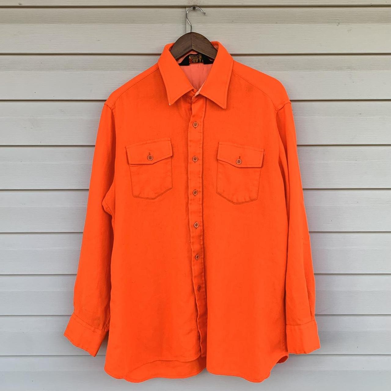 Vintage Blaze Orange Hunting Shirt Adult Button Down... - Depop