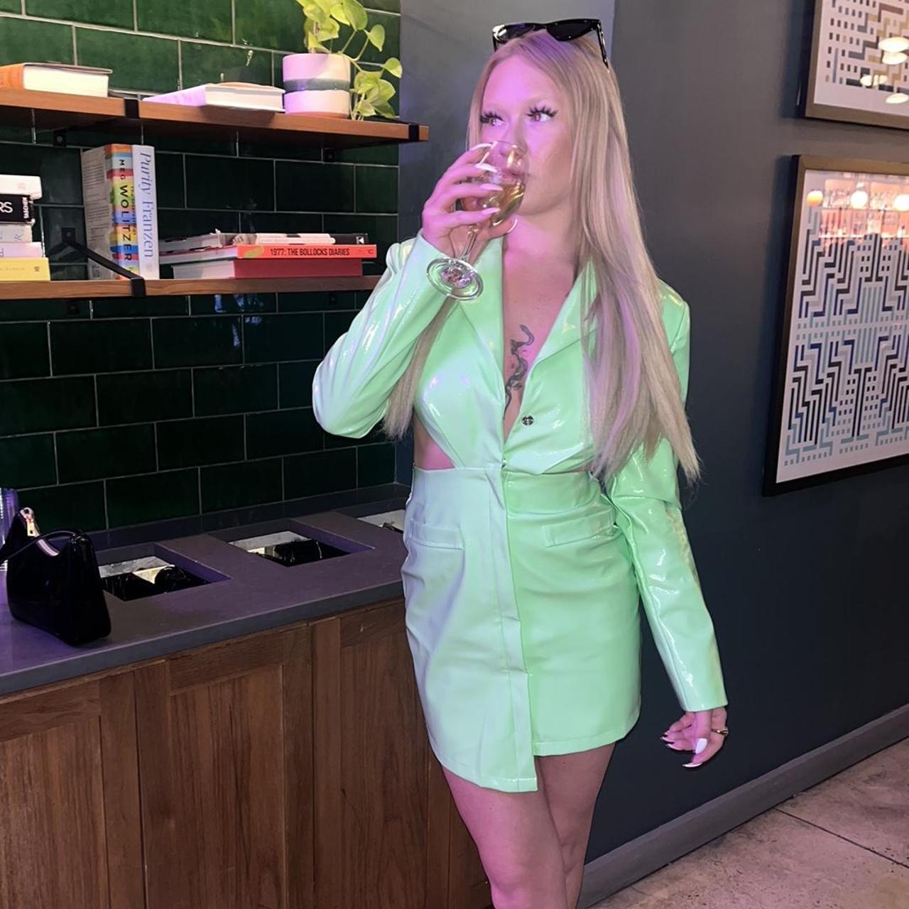 Neon green latex dress cheap