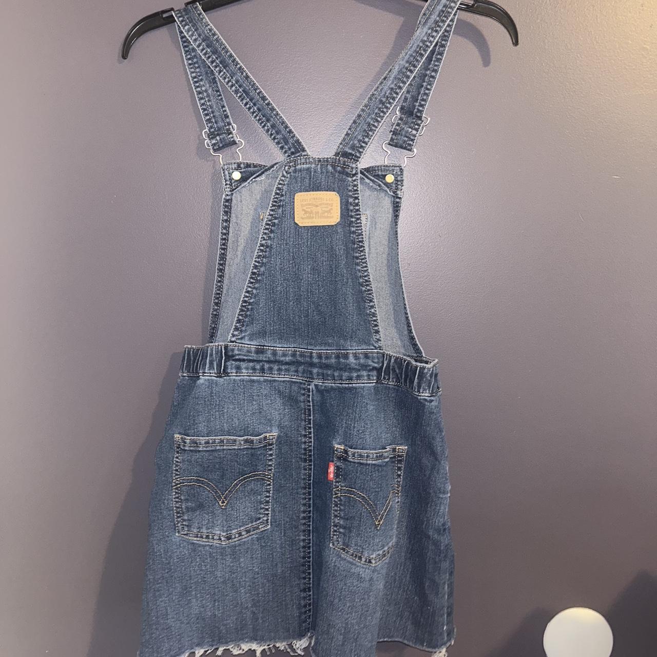 Levi’s denim overall dress 😍 is kids large but fits... - Depop