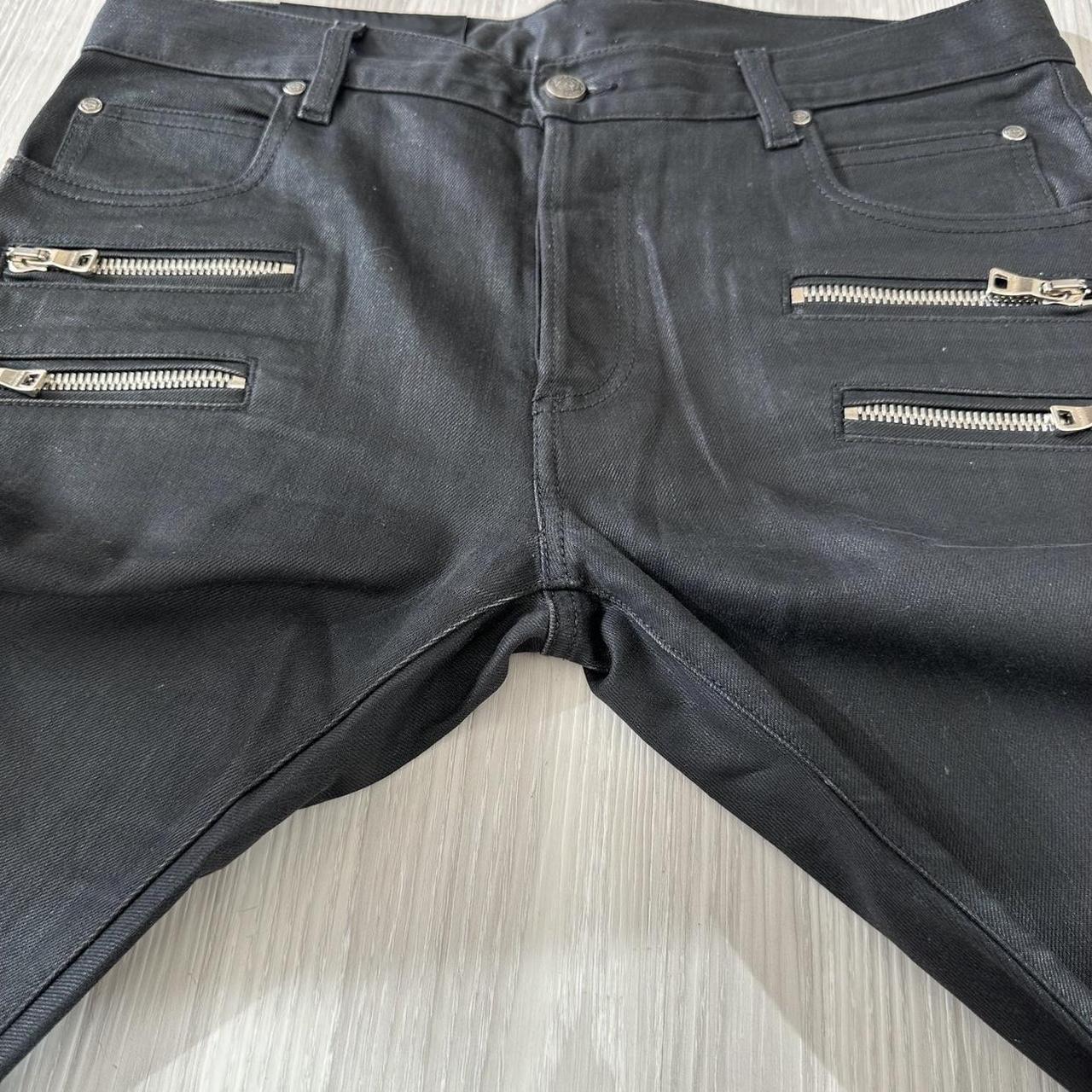 mens Balmain leather pants with zippers W33