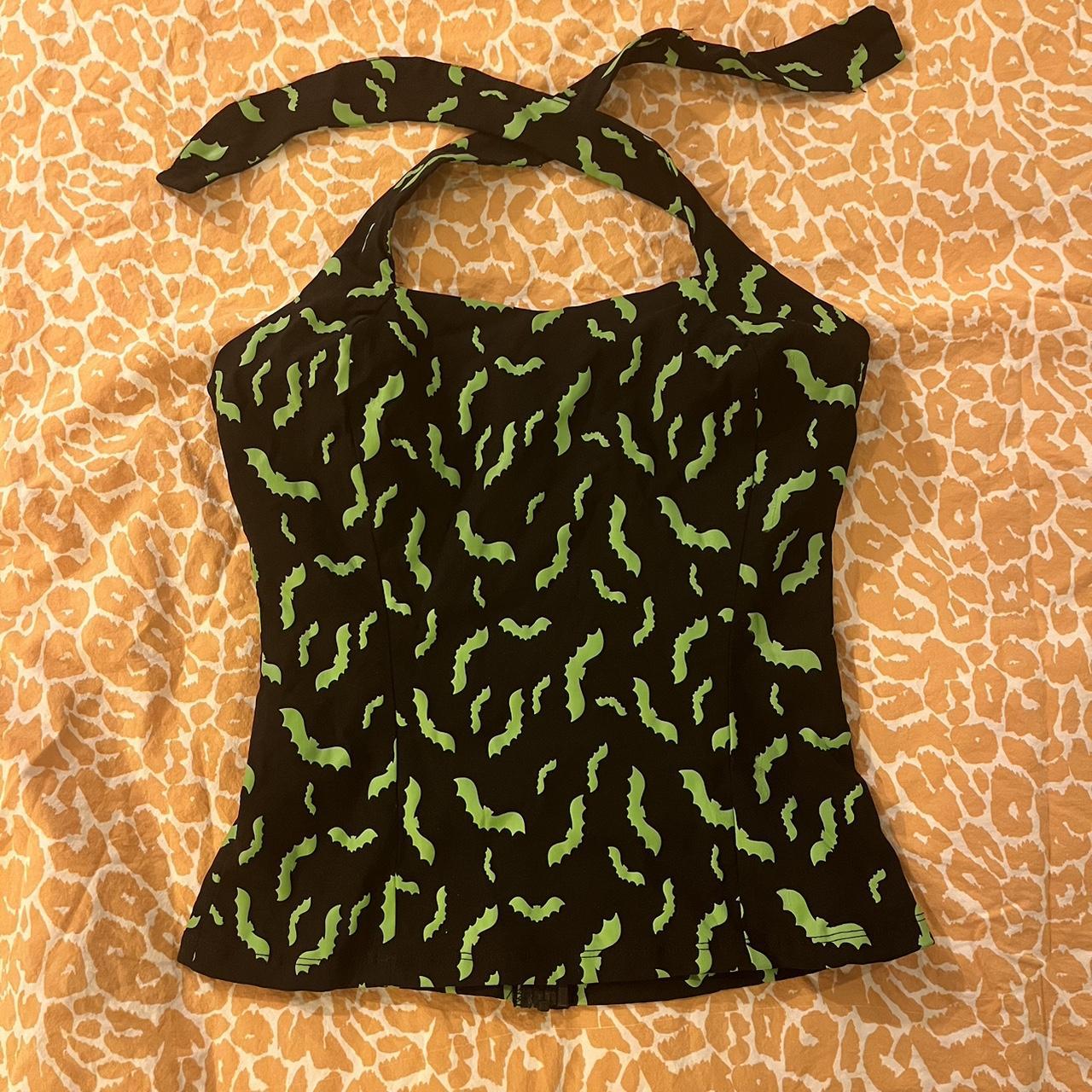 Unique Vintage Bat Halter Top -Medium -Zipper... - Depop