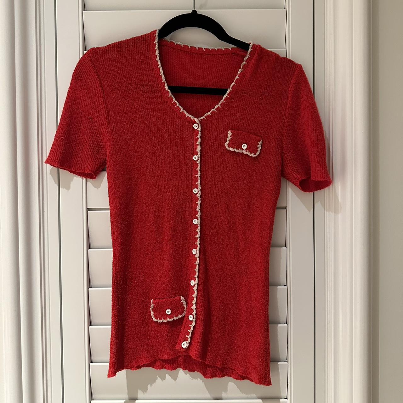 Red vintage knitted t shirt top So gorgeous Size 6 8 Depop