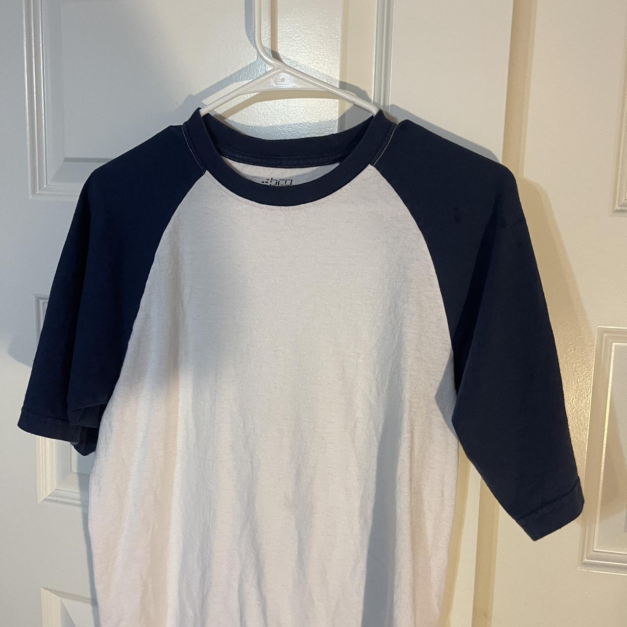 men’s baseball short sleeve top navy blue size... - Depop