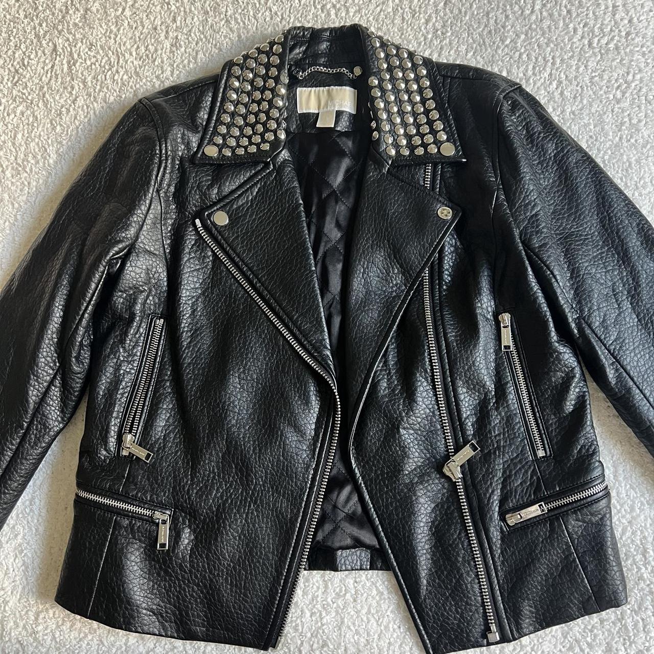 Michael kors store metallic leather jacket