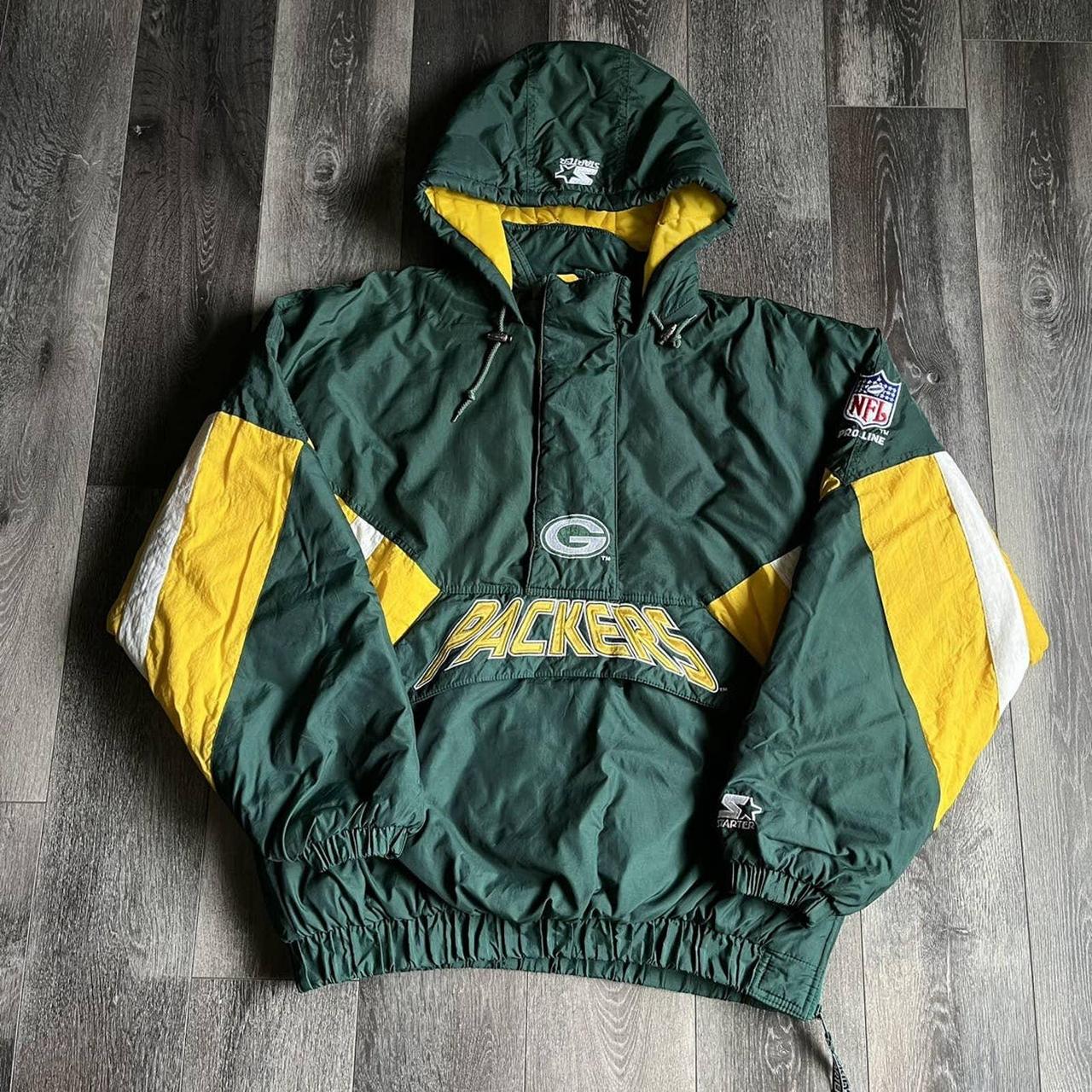 Vintage 1990s Green Bay Packers NFL Starter Hooded... - Depop