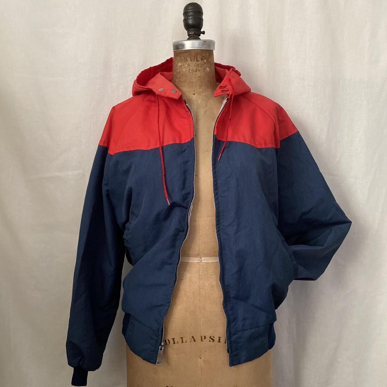 70's hoodie retro 2 tone zip up windbreaker - Depop