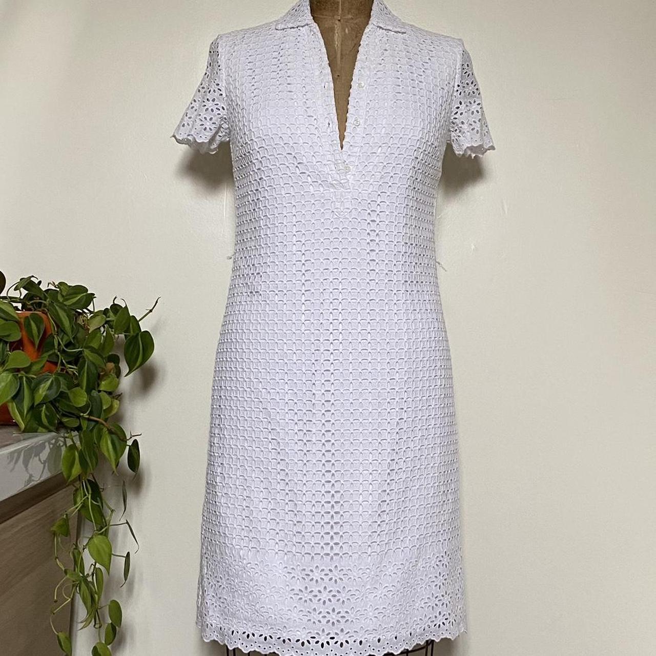 lace dress retro twee style eyelet lace collared | Depop