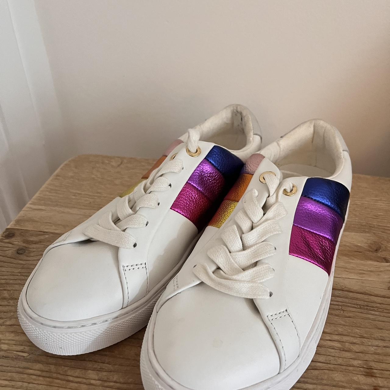 Kurt Geiger rainbow sneakers Some signs of wear - Depop