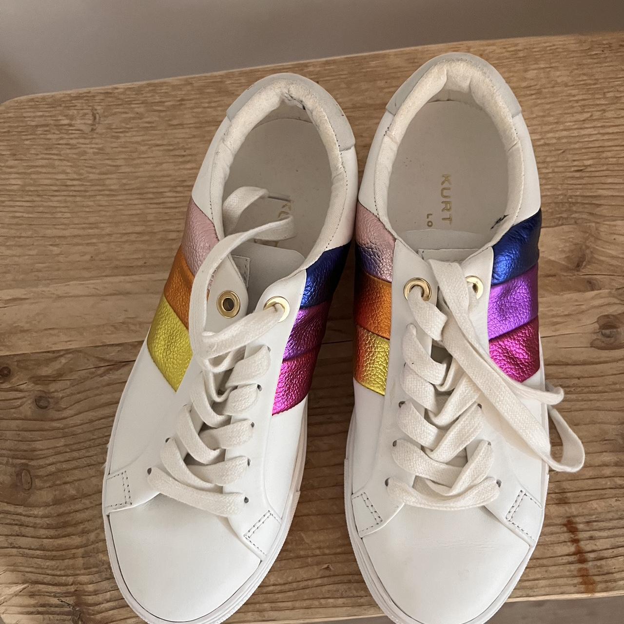 Kurt Geiger rainbow sneakers Some signs of wear - Depop