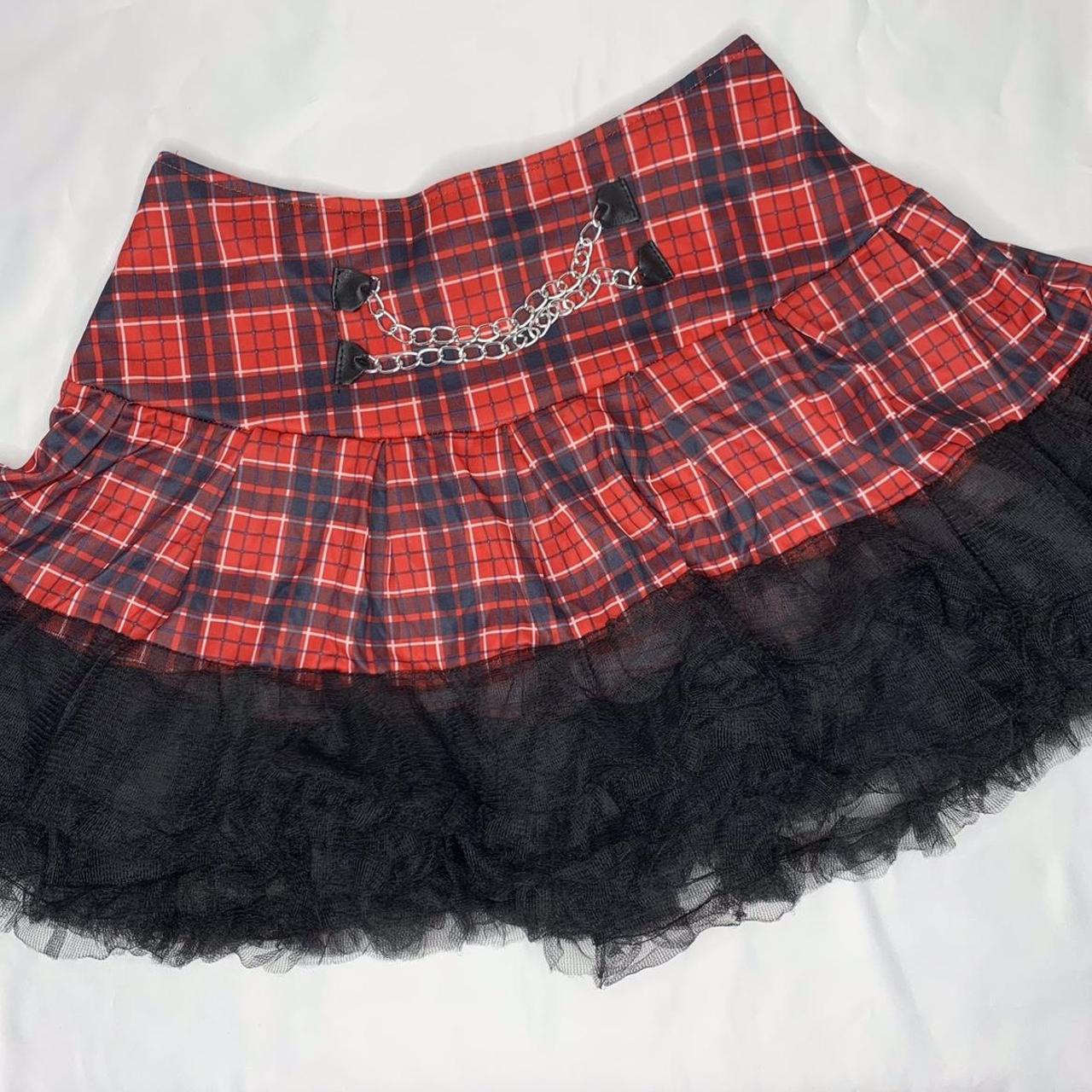 Women's Red and Black Skirt Depop