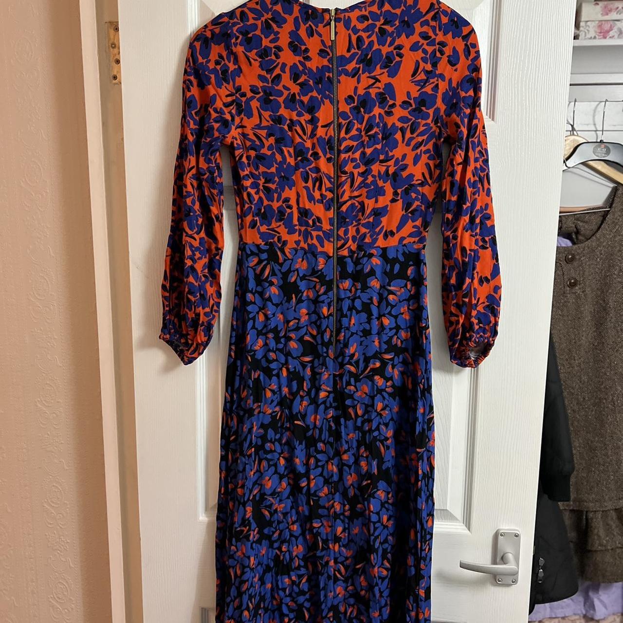 Closet London Women's Orange and Blue Dress | Depop