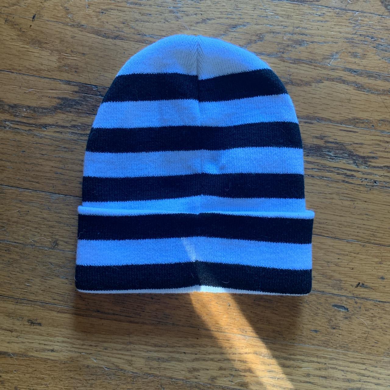 Black and white striped beanie. One size fits most Depop