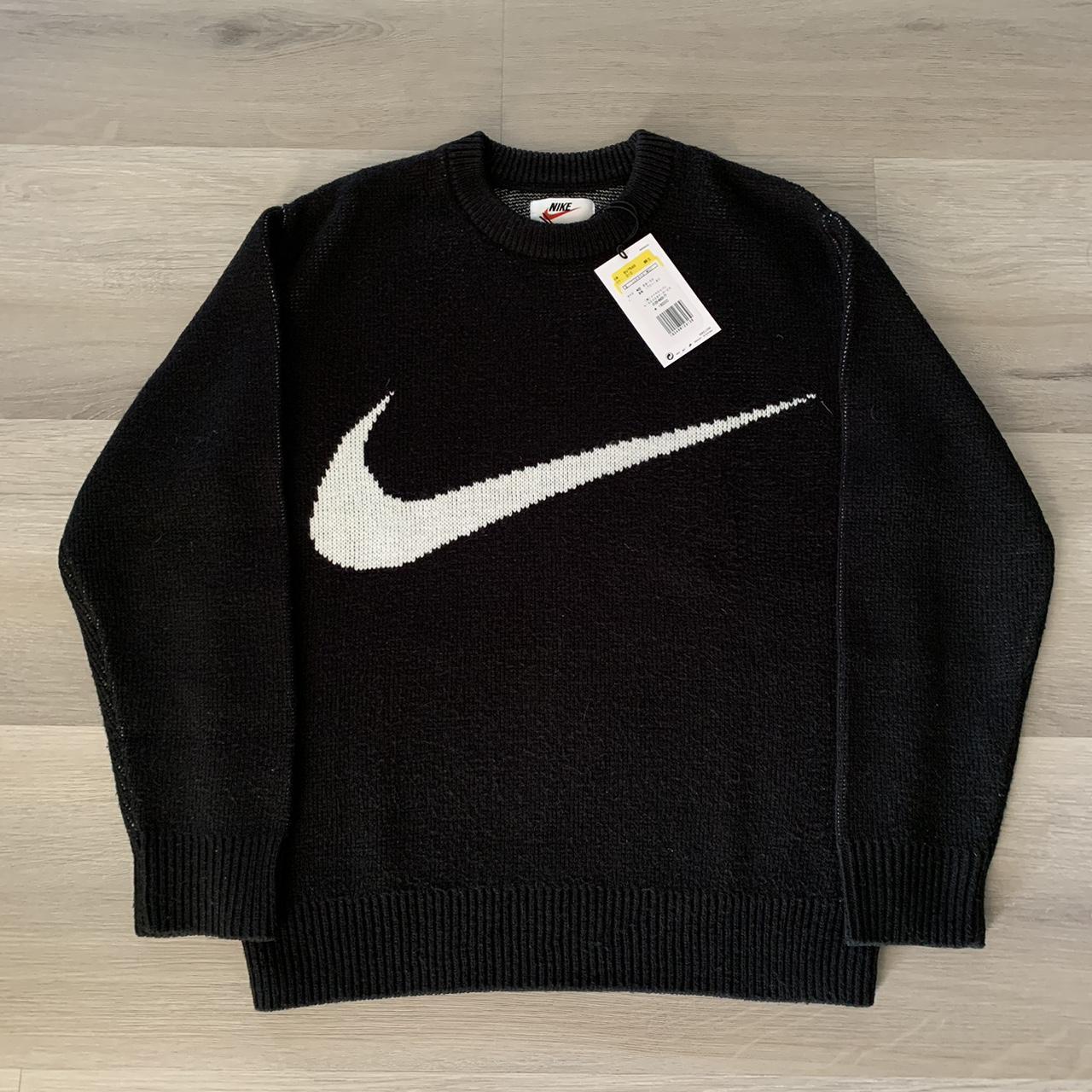 Supreme x Nike Swoosh Knit Sweater in Black Depop