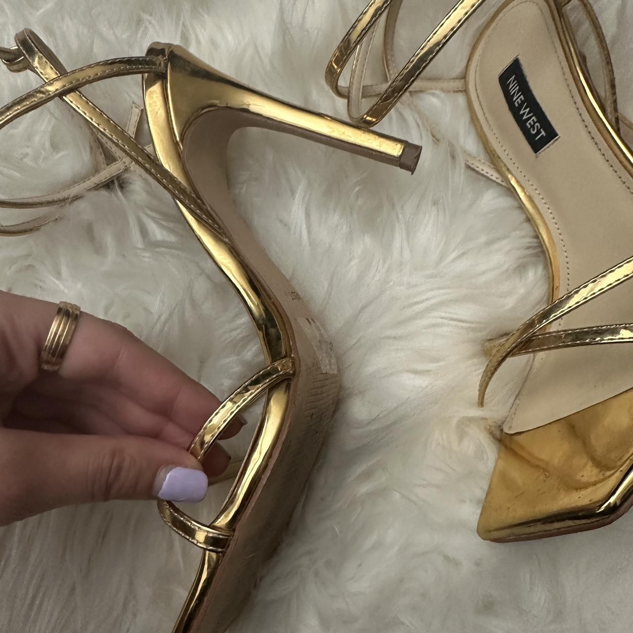 Nine west store gold strappy heels