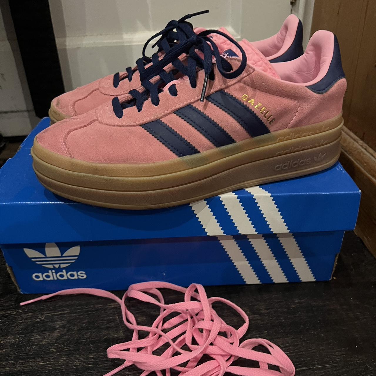 Bold Pink platform adidas gazelles comes with pink... - Depop